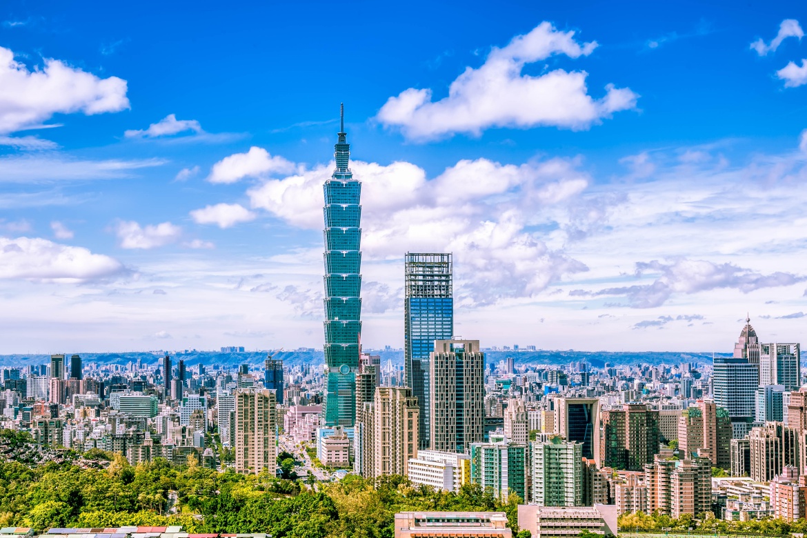 Panoramic of Taipei city at sunrise, Taiwan