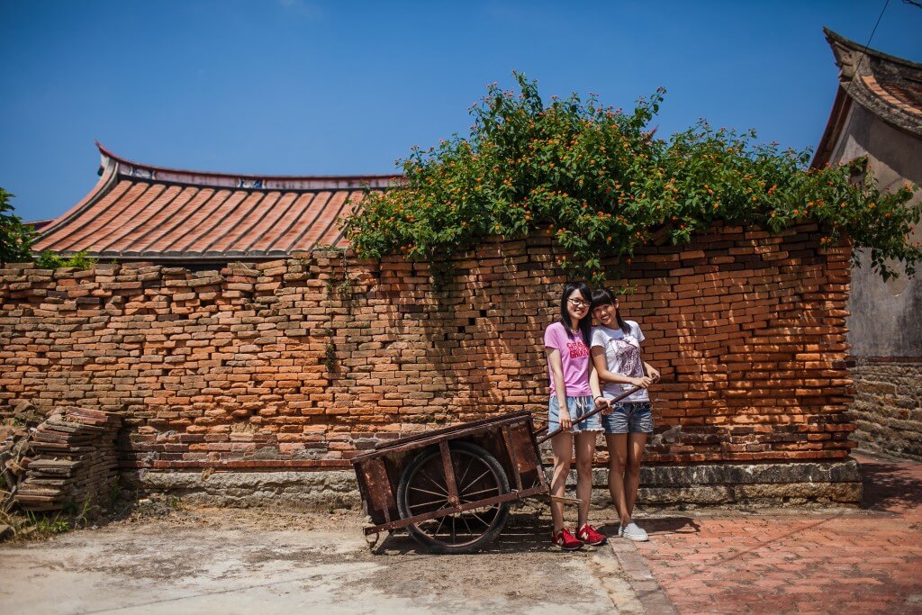 Posing for a photo in Beishan Village
