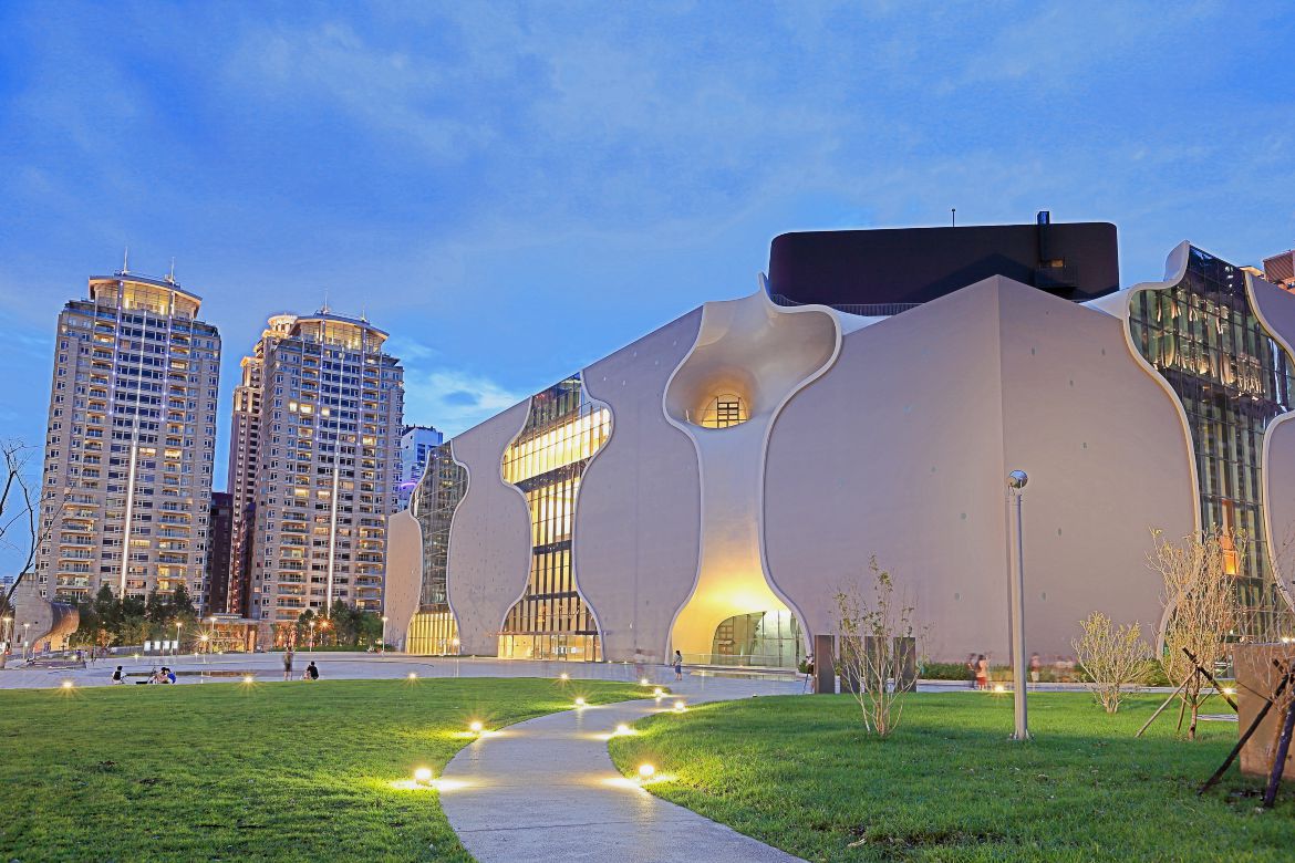 Night view of National Taichung Theater, Taiwan