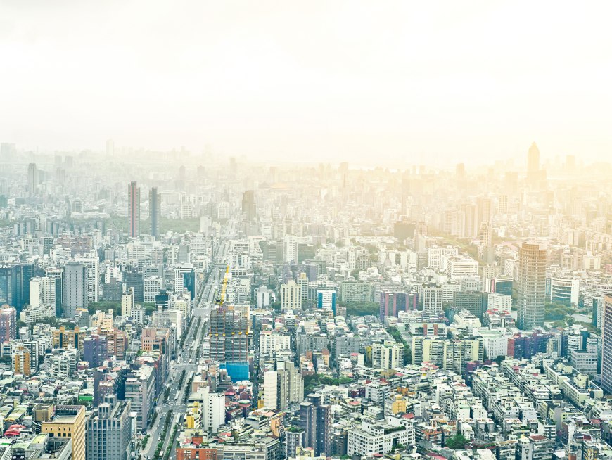 Panoramic modern Taipei city aerial view from 101