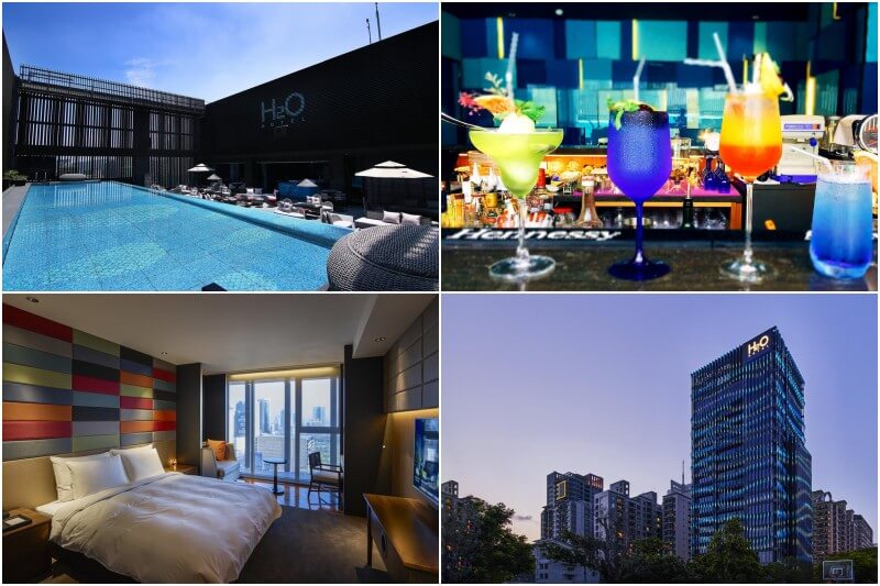 boutique hotel H2O in Kaohsiung with bar and pool. 