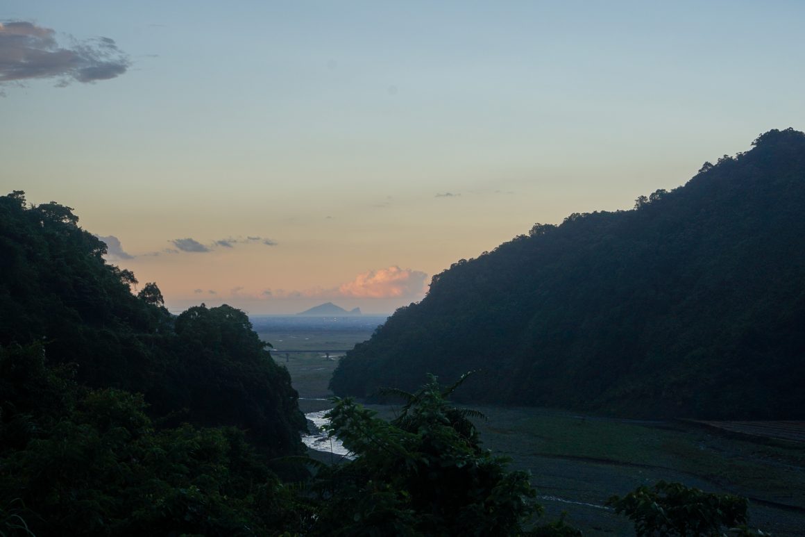 Turtle Island is seen from the Lanyang River Valley in Yilan County.