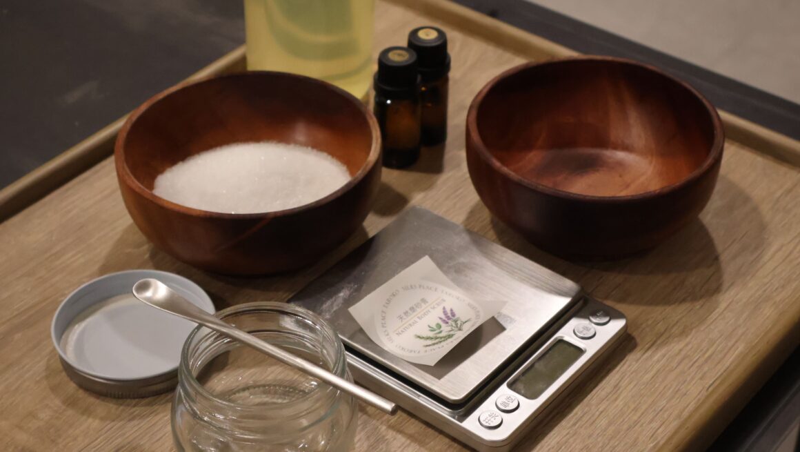  making natural toothpaste from organic coconut oil, food-grade baking soda, and mint essential oils